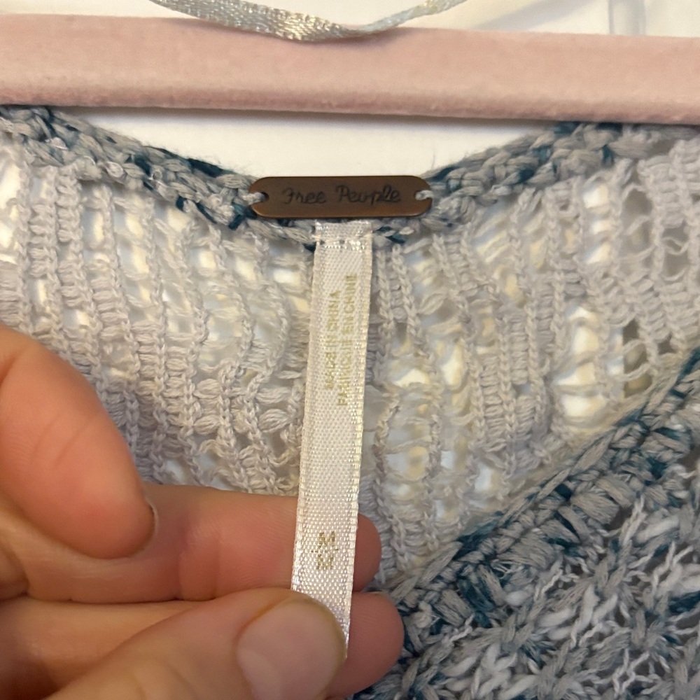 Free people Textured Knit Sweater in Blue and Gray - Picture 3 of 5